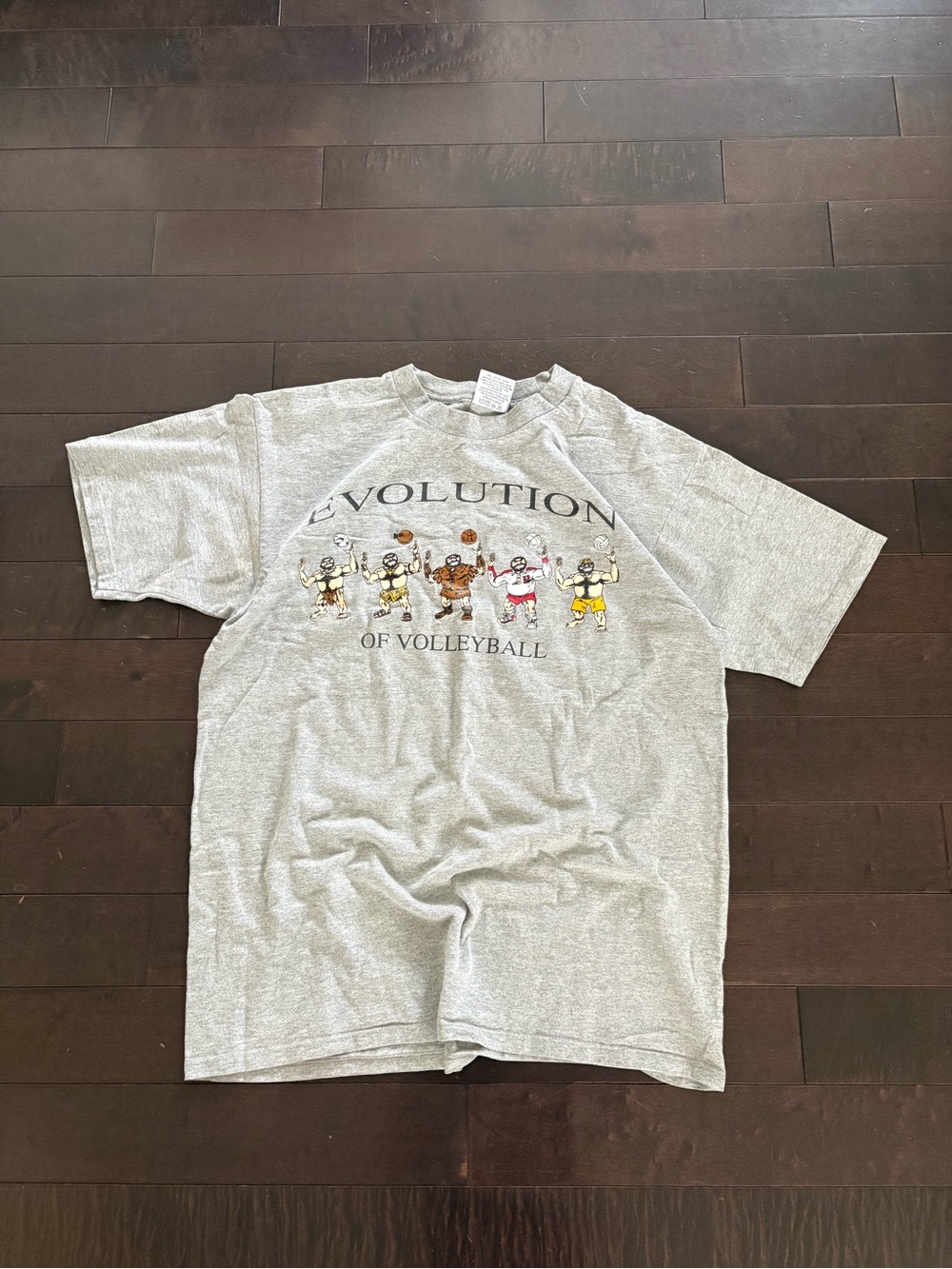 Vintage Gray 'Evolution of Volleyball' Graphic Tee